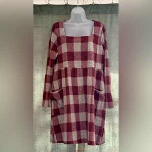 Gilli Burgundy and Gray Knit Dress